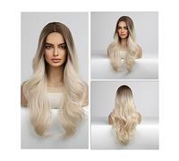 Parrucche Parrucca Cosplay Parrucche in fibra resistente al calore Parrucche sintetiche Ombre lunghe marroni for le donne Parrucche ondulate for capelli naturali Parrucca femminile parte centrale parr