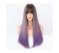 Parrucche Parrucca cosplay quotidiana di capelli finti naturali for le donne parrucche bionde marroni ombre parrucche sintetiche lunghe dritte con frangia ad alta temperatura Parrucca da donna(Color:C