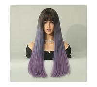 Parrucche Parrucca cosplay quotidiana di capelli finti naturali for le donne parrucche bionde marroni ombre parrucche sintetiche lunghe dritte con frangia ad alta temperatura Parrucca da donna(Color:C