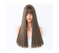 Parrucche Parrucca cosplay quotidiana di capelli finti naturali for le donne parrucche bionde marroni ombre parrucche sintetiche lunghe dritte con frangia ad alta temperatura Parrucca da donna(Color:C
