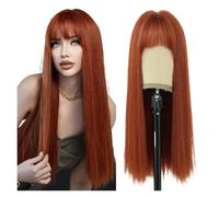 Parrucche Parrucca da donna con capelli lunghi lisci e frangia, adatta for il pendolarismo quotidiano per la festa quotidiana(Orange)