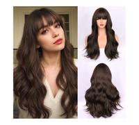 Parrucche Parrucca da donna con capelli ricci lunghi a onda grande, copertura completa della testa, soffice parrucca informe e senza cuciture,per donne
