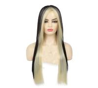 Parrucche Parrucca da donna for costume di Halloween, capelli sintetici, lunghi, rossi, neri, dritti, resistenti al calore, con frangia laterale parrucca in fibra(Color:A2)