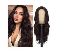Parrucche Parrucca da donna in fibra sintetica alla moda, con meccanismo for capelli lunghi, ricci e ondulati neri Parrucca Donna(Black-103F)