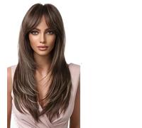Parrucche Parrucca di capelli castani media lunghezza con frangia for parrucche ondulate da donna(LC259-9)