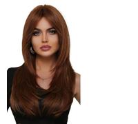 Parrucche Parrucca di capelli castani media lunghezza con frangia for parrucche ondulate da donna(LC259-26)