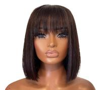 Parrucche Parrucca diritta con frangia Parrucche corte diritte for le donne for capelli realizzate for(180 Density,16inches)
