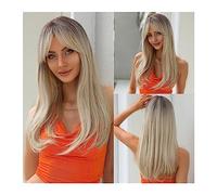 Parrucche Parrucca for capelli resistente al calore for feste cosplay giornaliere Ombre da rosa viola a nero Parrucche sintetiche dritte di media lunghezza for donne con frangia Parrucca da donna(LC52