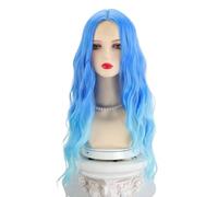 Parrucche Parrucca for capelli ricci lunghi con sfumatura blu a metà divisione, parrucca personalizzata, adatta for feste e abbigliamento quotidiano per la festa quotidiana