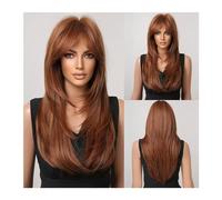 Parrucche Parrucca for capelli sintetici con frangia Parrucche bionde lunghe for donna Colore ombre con radici scure Parrucche a strati resistenti al calore parrucca in fibra(Color:LC259-26)