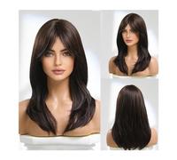 Parrucche Parrucca for capelli sintetici con frangia Parrucche bionde lunghe for donna Colore ombre con radici scure Parrucche a strati resistenti al calore parrucca in fibra(Color:LC242-6)