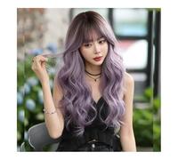 Parrucche, Parrucca for costume Parrucca lunga ondulata sciolta marrone chiaro for le donne Parrucche ondulate a strati ad alta densità for feste quotidiane con frangia,Parrucche di capelli umani(Pur