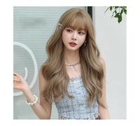 Parrucche Parrucca for costume Parrucca lunga ondulata sciolta marrone chiaro for le donne Parrucche ondulate a strati ad alta densità for feste quotidiane con frangia,per donne(Light yellow)