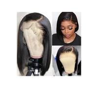 Parrucche Parrucca frontale in pizzo 4x4 con capelli umani brasiliani pre-pizzicati, lisci come l'osso Parrucca da donna(12inches)