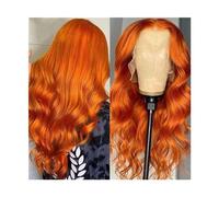Parrucche Parrucca frontale in pizzo arancione zenzeo parrucca ondulata del corpo di capelli veri per donna, parrucca frontale in pizzo 13x4 parrucca di capelli veri pre-pizzicata attaccatura