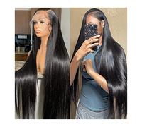 Parrucche Parrucca frontale in pizzo con capelli umani Pre pizzicata 8-40" Parrucche in pizzo trasparente lungo rettilineo con capelli da bambino HD Parrucche in pizzo for capelli Remy lisci come la s