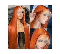 Parrucche Parrucca frontale in pizzo HD arancione zenzero da 20-40 pollici con capelli umani lisci 13x4, parrucche frontali in pizzo trasparente colorate Parrucca da donna(34inches)