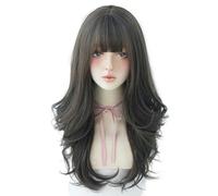 PARRUCCHE Parrucca lunga moda onda profonda rosa ombre marrone per le donne parrucche sintetiche capelli sciolti con frangia parrucca spessa resistente al calore-C8266-2-26 pollici
