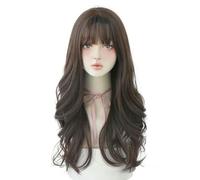 PARRUCCHE Parrucca lunga moda onda profonda rosa ombre marrone per le donne parrucche sintetiche capelli sciolti con frangia parrucca spessa resistente al calore-C8266-3-26 pollici