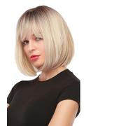 Parrucche Parrucca marrone Capelli di colore misto for donne Parrucche corte diritte con frangia(Ss176-1)