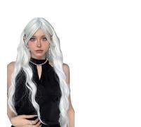 Parrucche Parrucca ondulata for capelli grigi blu con frangia Parrucche da donna a onde lunghe e soffici colorate for la festa(Wig-WL1096-1)