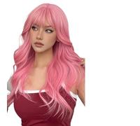 Parrucche Parrucca ondulata for capelli grigi blu con frangia Parrucche da donna a onde lunghe e soffici colorate for la festa(Wig-WL1038-1)