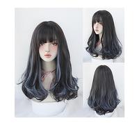Parrucche Parrucca ondulata lunga for donna Lolita Cosplay Parrucche nere naturali dolci e fresche con frangia Fibra sintetica resistente al calore Capelli finti Parrucca da donna(Color:C8276-1)