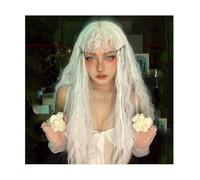 Parrucche Parrucca Parrucca elegante alla moda Parrucca tutta bianca Parrucca riccia profonda ondulata Parrucca sintetica adatta per la festa di tutti i giorni Cosplay Capelli
