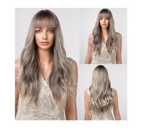 Parrucche Parrucca resistente al calore da marrone chiaro a biondo, ombre, parrucche sintetiche, capelli naturali ondulati lunghi, con frangia, for feste cosplay da donna Parrucca da donna(LC1079-1)