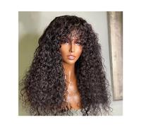 Parrucche Parrucca riccia crespa con frangia Macchina piena Parrucca di capelli umani ricci lunghi da 14-40 pollici for donne nere Parrucca anteriore senza pizzo con capelli Remy senza colla, Colore n