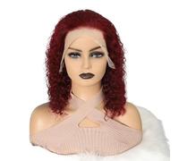 Parrucche Parrucca riccia di media lunghezza bordeaux da donna, copertura completa della testa, facile mantenere e stile Acconciatura realistica