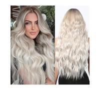 Parrucche Parrucca riccia for le donne nere Parrucca quotidiana da 26 pollici Parrucche sintetiche Capelli lunghi con onda d'acqua Marrone Platino Biondo Parrucche Ombre Parte centrale Afro parrucca i