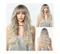 Parrucche Parrucca riccia for le donne nere Parrucca quotidiana da 26 pollici Parrucche sintetiche Capelli lunghi con onda d'acqua Marrone Platino Biondo Parrucche Ombre Parte centrale Afro parrucca i