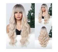 Parrucche Parrucca riccia for le donne nere Parrucca quotidiana da 26 pollici Parrucche sintetiche Capelli lunghi con onda d'acqua Marrone Platino Biondo Parrucche Ombre Parte centrale Afro parrucca i