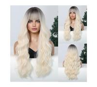 Parrucche Parrucca riccia for le donne nere Parrucca quotidiana da 26 pollici Parrucche sintetiche Capelli lunghi con onda d'acqua Marrone Platino Biondo Parrucche Ombre Parte centrale Afro parrucca i