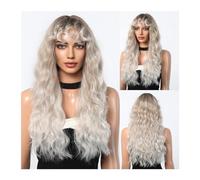 Parrucche Parrucca riccia for le donne nere Parrucca quotidiana da 26 pollici Parrucche sintetiche Capelli lunghi con onda d'acqua Marrone Platino Biondo Parrucche Ombre Parte centrale Afro parrucca i