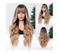 Parrucche Parrucca riccia for le donne nere Parrucca quotidiana da 26 pollici Parrucche sintetiche Capelli lunghi con onda d'acqua Marrone Platino Biondo Parrucche Ombre Parte centrale Afro parrucca i