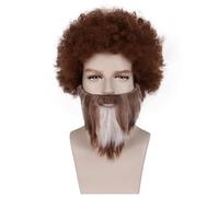 Parrucche Parrucca riccia soffice vintage, barba con giunture bicolore, facile da indossare, cuffia completa for performance sul palco Quotidiana