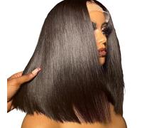 Parrucche Parrucca senza colla Capelli umani Pronti da indossare Parrucche corte for le donne umana in pizzo trasparente for capelli Bob(12INCHES)