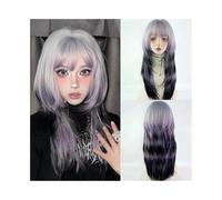 Parrucche Parrucca sintetica da donna, grigia, sfumata, viola, lunga e liscia, soffice, for cosplay, feste quotidiane Parrucca Donna