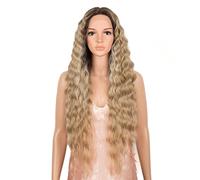 Parrucche Parrucca sintetica del merletto Lungo ondulato ondulato ondulato di ombre bionda parrucche ad alta temperatura elevate parrucche sintetiche for le parrucche di cosplay delle donne nere parru