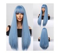 Parrucche Parrucca sintetica diritta lunga 65 cm / 26 pollici con frangia Parrucca Lolita Cosplay bionda grigia mista for capelli in fibra ad alta temperatura for feste da donna parrucca in fibra (Co