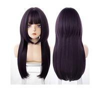 Parrucche Parrucca sintetica for capelli lisci lunghi con frangia ordinata, parrucca cosplay viola blu con frangia Parrucche in fibra ad alta temperatura for feste quotidiane for ragazza Halloween Par