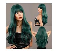 Parrucche Parrucca sintetica for capelli lunghi da festa cosplay quotidiana con frangia soffice Fibra resistente al calore Parrucca verde ondulata lunga lavanda for donna Parrucca da donna