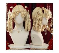 Parrucche Parrucca sintetica for capelli ricci a onde corte, parrucca riccia bionda retrò con frangia, parrucca cosplay principessa in fibra sintetica resistente al calore Parrucca