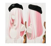 Parrucche Parrucca sintetica for cosplay, parrucca for capelli lunghi e lisci con frangia, parrucca for ragazza rosa sfumata bianca liscia come la seta Parrucca sintetica in fibra resistente al calore