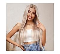 Parrucche Parrucca sintetica frontale in pizzo biondo lungo dritto con parrucca di capelli naturali evidenziati for parrucca cosplay resistente al calore da donna ad alta densità Parrucca da donna