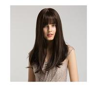 Parrucche Parrucca sintetica lunga diritta marrone nera con frangia Bob marrone scuro Parrucche for capelli cosplay giornaliere for donna Fibra resistente al calore afro parrucca in fibra