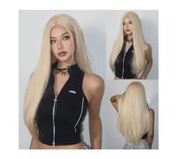 Parrucche Parrucca sintetica lunga diritta nera for capelli finti in fibra naturale resistente al calore for uso quotidiano for le donne Parrucca for capelli con parte centrale Festa for cosplay Parru