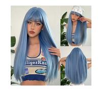 Parrucche Parrucca sintetica lunga diritta Parrucche nere for uso quotidiano con frangia for capelli naturali da donna in fibra resistente al calore Cosplay Lolita Party Parrucca da donna(WL1085-3)